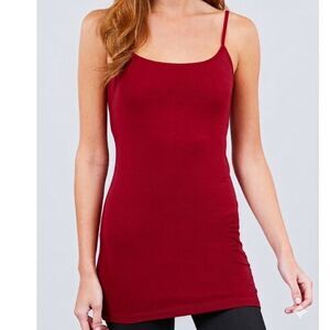 Basic Layering Tank Camisole Longer Length Red Burgundy Size XXL